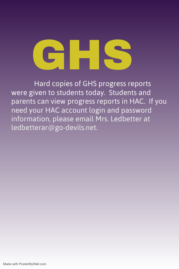 GHS Progress Reports