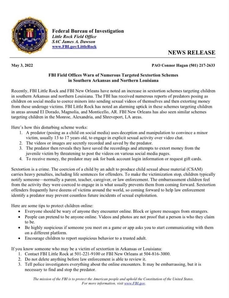 FBI press release